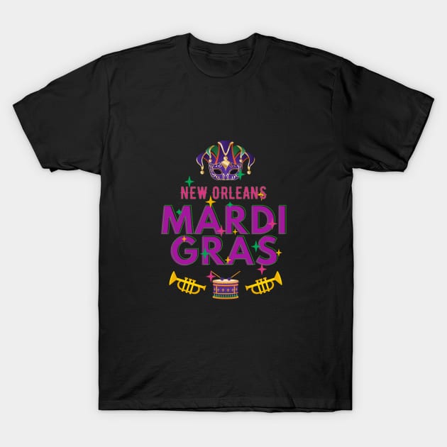 Mardi Gras Carnival New Orleans T-Shirt by TrippleTee_Sirill